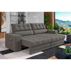 Sofá Omega Plus 2,30m Retrátil/reclinável Suede Cinza - Xflex
