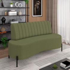 Sofá Living Decorativo 2 Lugares 1,60m Katara Pés De Ferro Bouclê Verde G33 - Gran Belo