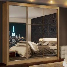 Guarda-Roupa Mônaco 3 Portas de Correr Espelho Rustic Madesa