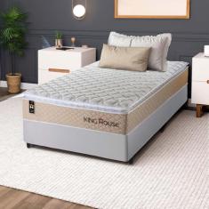 Conjunto Cama Box c/Molas Ensacadas Alford Bege Solteiro 96x203x66