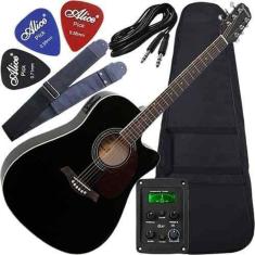 Kit Violão Folk Aço Gf1R Giannini Bk Eletroacústico + Nota
