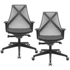 Kit 02 Cadeiras de Escritório Presidente Giratória Ergonômica Kron P03