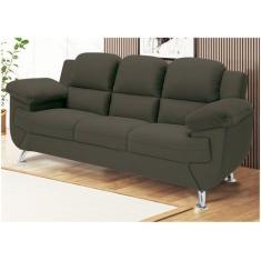 Sofá 3 Lugares Suede Spazium Linoforte, Marrom, 3