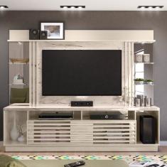 Estante Home para TV até 55 Polegadas LED 2 Portas Frizz Gold Madetec - Calacatta/Off White