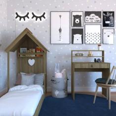 Conjunto Infantil Cama e Escrivaninha Carvalho