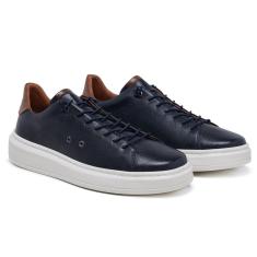 Tênis Masculino Couro Casual Cadarço Conforto Moderno