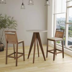 Conjunto Bistrô 1 Mesa 2 Banquetas Rattan Pinhão