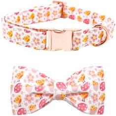 Rainbow Coleira para cães - Coleira de cachorro para dia de Páscoa, laço para cães, gravata borboleta fofa, estampa de ovos de galinha, ajustável, presente para meninas, para cães rosa para cães