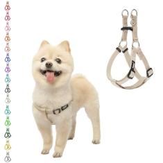 PUPTECK Peitoral para cães, macio, ajustável, básico, de nylon, para passear ao ar livre, com etiqueta de identificação, creme