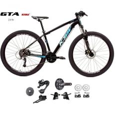 Bicicleta Aro 29 Ksw Xlt Kit 2x9 Gta Sunrun Freio Disco K7 11/36 Pedivela 24/38d Garfo Com Trava - Preto/azul Tam.21