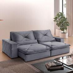 Sofá 3 Lugares Noruega Retrátil-reclinável Europa Estofados Cinza
