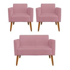 Kit 01 Namoradeira 02 Poltronas Marisa Rose