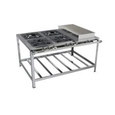 Fogão Industrial 4 bocas 40x40 com Banho Maria Luxo Aço Inox Metalmaq,