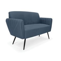 Sofá Namoradeira Pés Palito de Ferro Bruna Suede - D'Rossi, Azul Marin