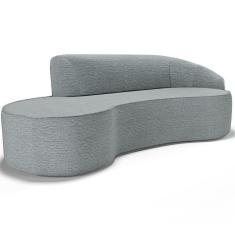 Sofá 3 Lugares Curvo Living Firenze Direito D02 Linho Cinza 180cm D-474 - Lyam