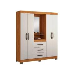 Guarda-Roupa Capelinha Nt5015 4 Portas e 3 Gavetas Rustico e Off White