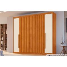 Guarda Roupa 6 Portas (4 Ripadas) E 6 Gavetas Atenas Cinamomo-off White - Conquista
