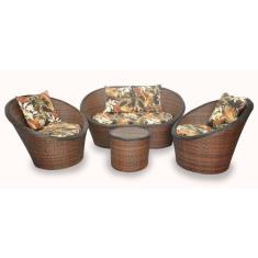 Conjunto de Sofá Fibra Sintética Bola - 1 Sofá 2 L + 2 Poltronas + 1 M