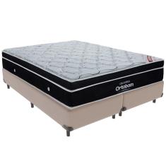 Cama Box Bege E Colchão Elegant Molas Ensacadas Queen Ortobom