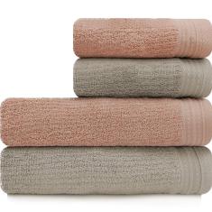 Jogo De Toalhas 4 Peças - Banhão Gigante + Rosto 100% Algodão Fios Penteados Max Imperial Karsten - Emcompre