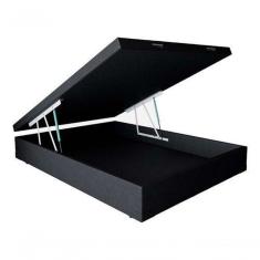 Cama Box Baú Casal Sintético Preto 138x188