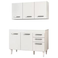 Armário Aéreo Honduras E Balcão Gabinete 120cm Suécia Branco - Lumil Móveis