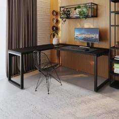 Escrivaninha Mesa Escritório em L Yon Presidente 190x70x75 190cm Indus