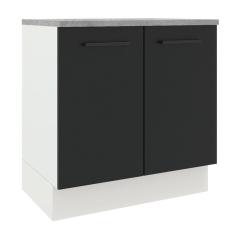 Balcão Madesa Agata 80cm 2 Portas Branco Preto