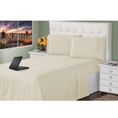 Lençol Queen 4 Peças 400 Fios Toque Macio Ponto Palito Casa Dona