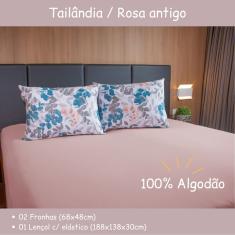 Jogo Lençol Cama Casal 100% Algodão 3 Peças 200 Fios Malha