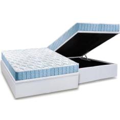 Cama Box Baú Casal: Colchão Espuma Anjos D20 Querubim + Base CRC Courano White(138x188)