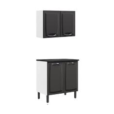 Cozinha Compacta em Aço 2 Peças 4 Portas New Premium Itatiaia Grafite/Branco