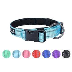 EXCELLENT ELITE SPANKER Coleira reflexiva clássica macia acolchoada respirável nylon ajustável para animais de estimação com fivela de liberação rápida para meninos meninas machos filhotes pequenos
