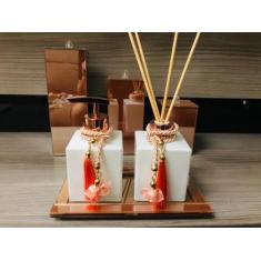 Kit Lavabo Aromatizador Trio Pote Escovas Cotonete Algodão Sabonete - 