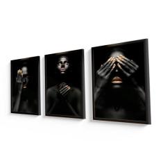 Quadro Decorativo Mulheres Negras Moldura Preta 60X40 - Imperio, 60x40