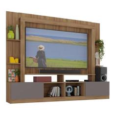 Rack Estante c/ Painel TV 65" e 2 portas Oslo Multimóveis Madeirado/La