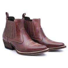 Kit 2 Pares Botina Country Texana Candieiros Couro Bico Fino, 38, Pret