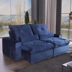 Sofá 3 Lugares 2,10m Retrátil e Reclinável Átila Bom Pastor, Azul Velu