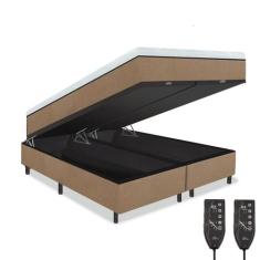 Cama Box Baú e Colchão Magnético Massageador - Eco New Premium, Bege, 
