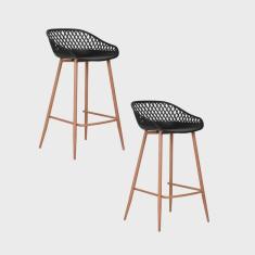 Kit 2 Banquetas Polipropileno e Aço Mônaco Média Espresso Móveis