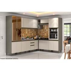 Kit de Cozinha Completa Connect 11 Peças com Tampo MDF 120cm Branco Duna Cristal