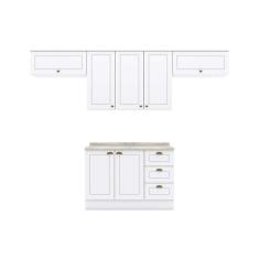 Cozinha Completa Americana 5 Peças (3 Armários + 1 Balcão + 1 Complemento) C5P11 Branco - Henn