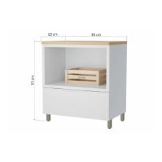 Balcão De Cozinha Modulado Marquesa Forno 1 Gaveta C- Tampo 80cm Branca-nature - Nesher