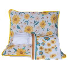 Jogo De Cama Girassol Branco Solteiro 03 Peças - Micropercal 180 Fios