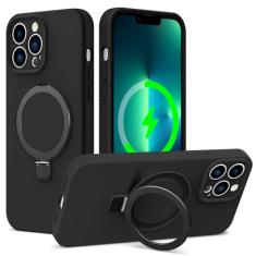 ZHK Capa de silicone líquido projetada para iPhone 13 Pro Max com suporte magnético, [proteção precisa da lente da câmera][à prova de choque de grau mil] [forro de microfibra macio antiarranhões] Capa
