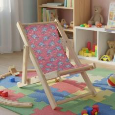 Cadeira Espreguiçadeira Dobrável Infantil Madeira Maciça Natural com T