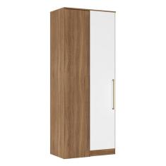 Guarda Roupa Modulado Canto Reto Irlanda 1 Porta Bater MDP Amêndola-Branco Demartêz Mobília