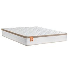 Colchão Casal King Molas Ensacadas Real 193x202x27cm Branco / Bege - Suporta até 130Kg Por Pessoa