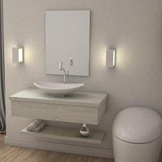 Bancada para Banheiro 80cm com Cuba Canoa L45 e Prateleira 805w Metrópole Compace Snow