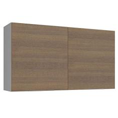 Armário Aéreo Madesa Stella 120 cm 2 Portas - Branco/rustic